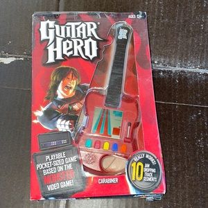 Mini Guitar Hero RED Electronic Handheld Game Travel Pocket Sized Arcade